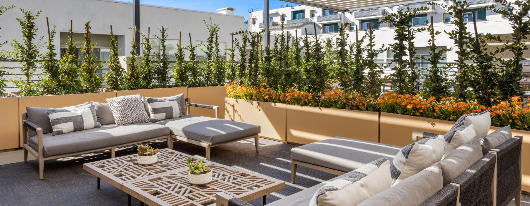 a room with a patio and a table and chairs