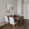 dining area on wooden flooring